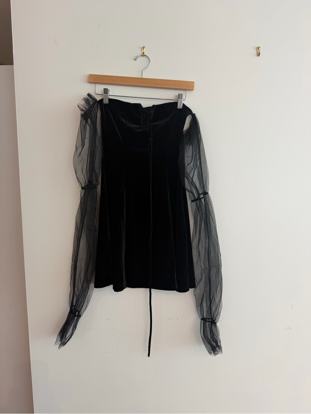 OFF THE SHOULDER MESH SLEEVES TUBE DRESS XS